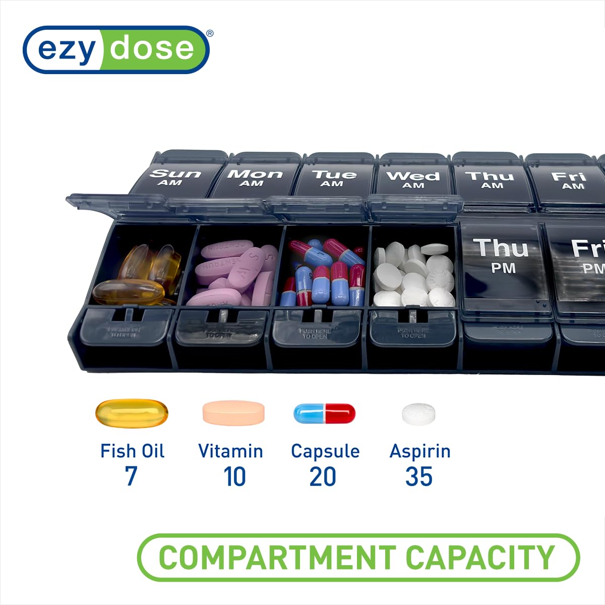 Ezy Dose® Push Button Weekly AM/PM Pill Organizer (XL)