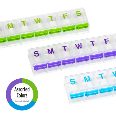 Push Button Weekly Pill Planner assorted colors