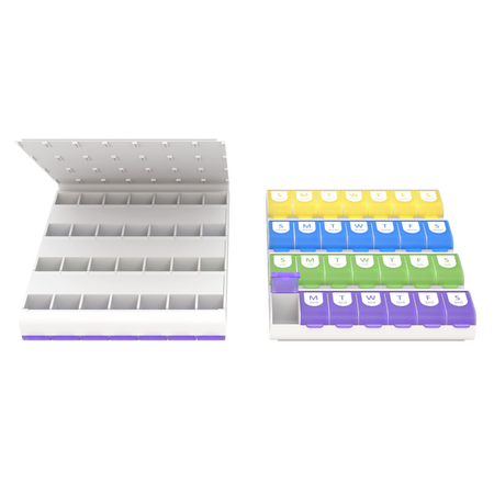 Easy Fill Weekly Medtime Organizer (XL) open view
