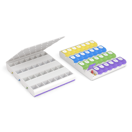 Easy Fill Weekly Medtime Organizer (XL) open side view