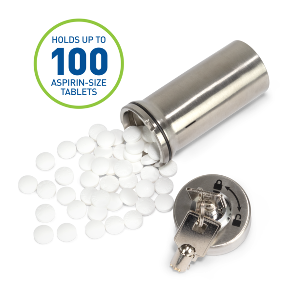 Stainless Steel Locking Container with pills