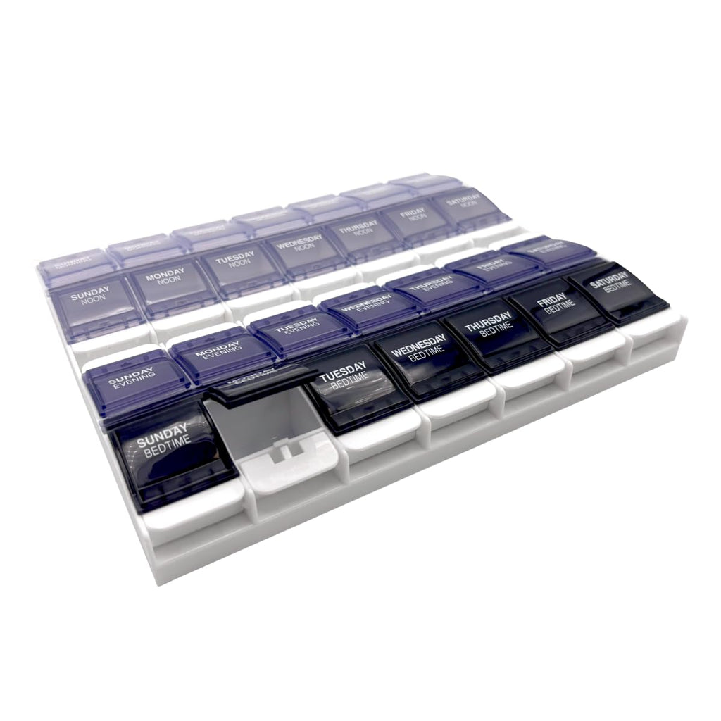 Ezy Dose® Push Button Weekly 4x/Day Pill Organizer, Grey
