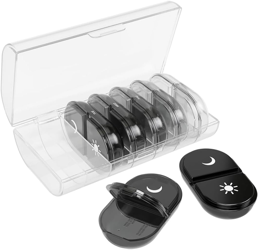 Ezy Dose® Weekly AM/PM Pill Organizer with Case (Black)