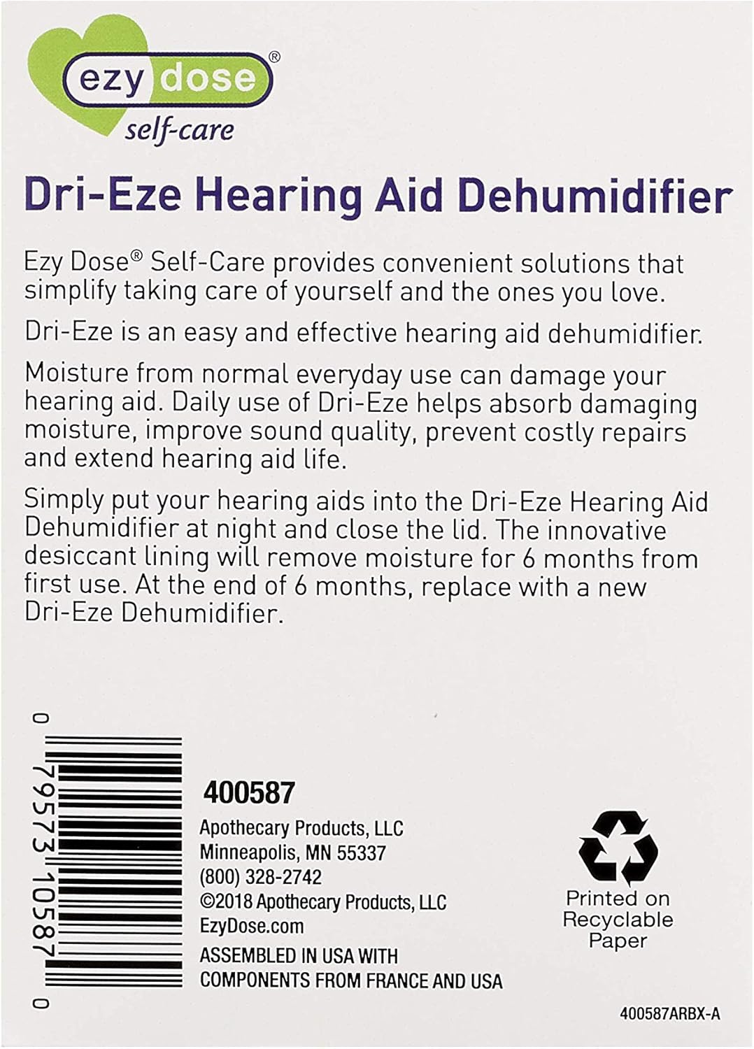 Ezy Dose® Dri-Eze Hearing Aid Dehumidifier