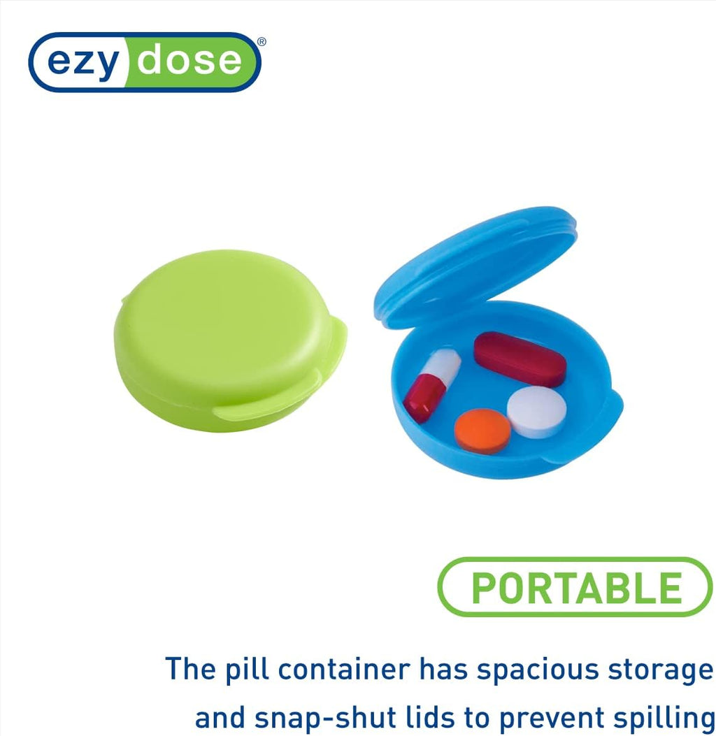 Ezy Dose®  Blue and Purple Compact Pill Containers with Snap-Shut Lid (2 Count)