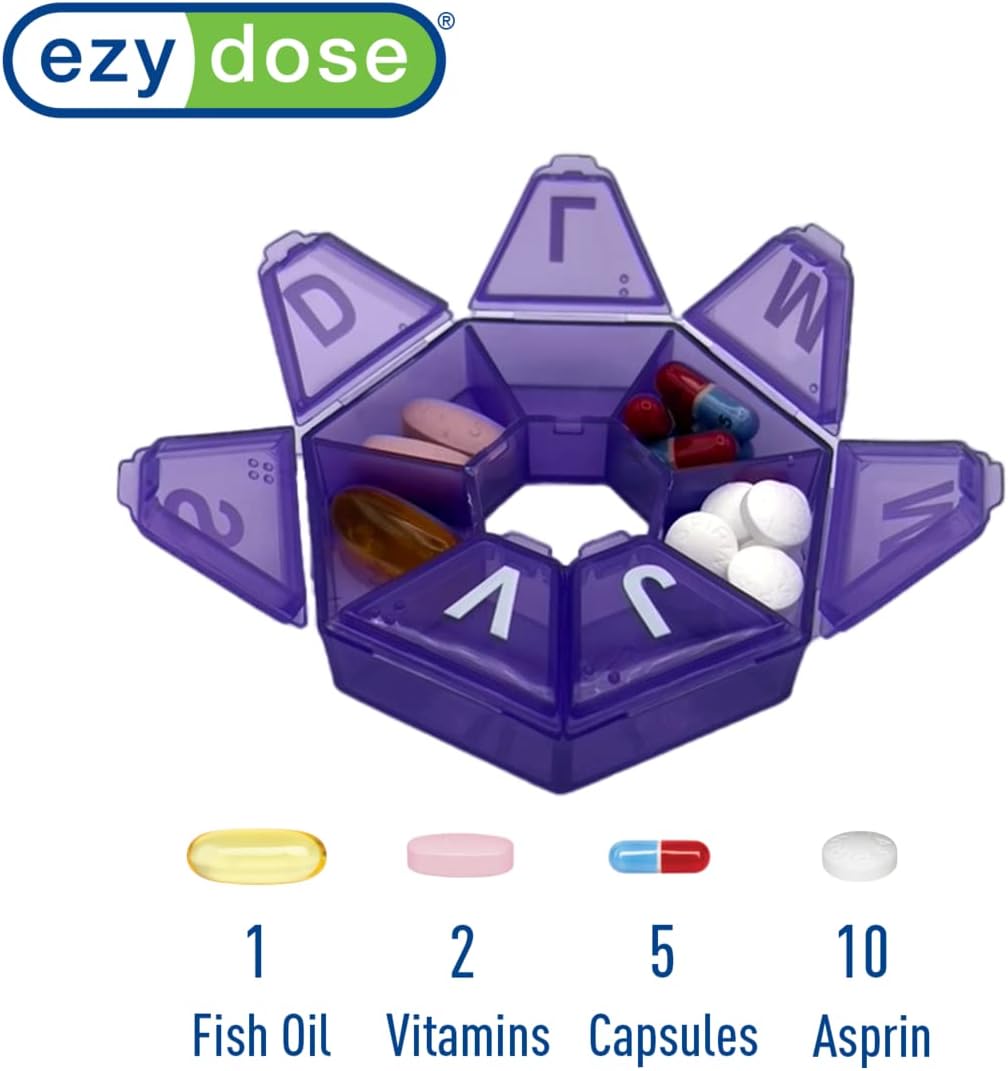 Ezy Dose®  Weekly 7-Sided Pill Organizer, Spanish