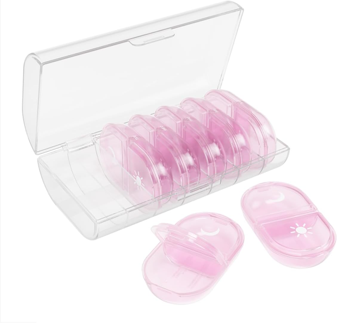 Ezy Dose® Weekly AM/PM Pill Organizer with Clear Case (Pink)