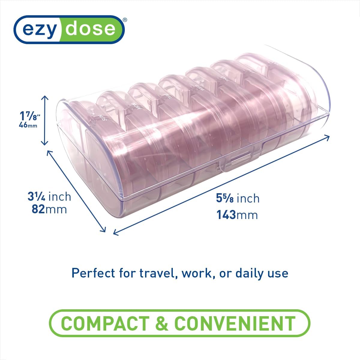 Ezy Dose® Weekly AM/PM Pill Organizer with Clear Case (Pink)
