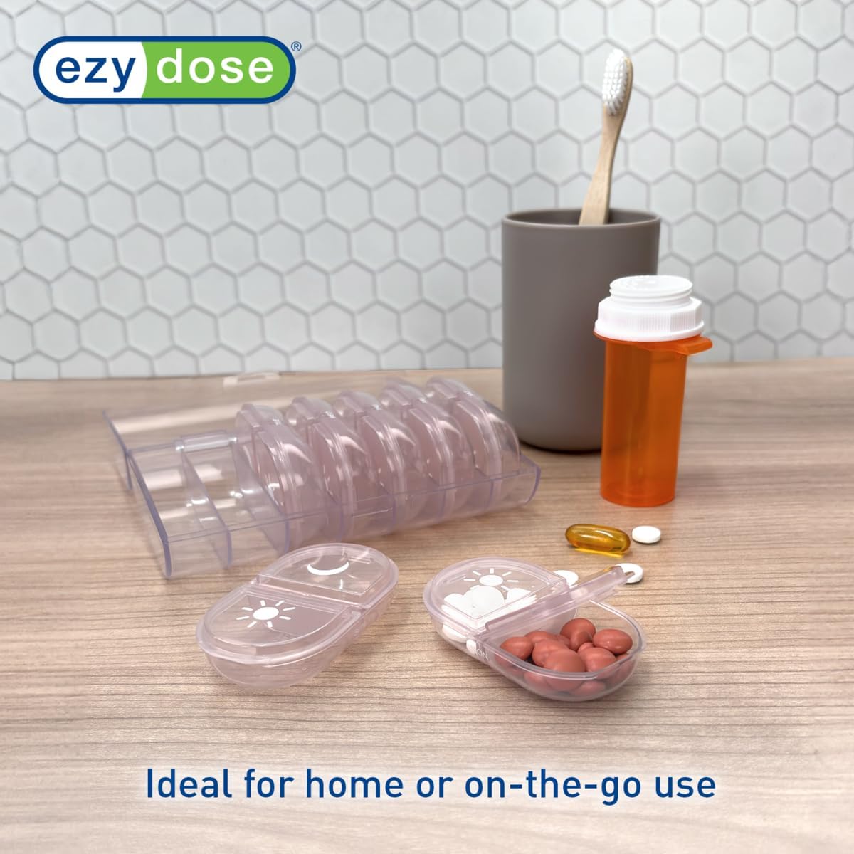 Ezy Dose® Weekly AM/PM Pill Organizer with Clear Case (Pink)