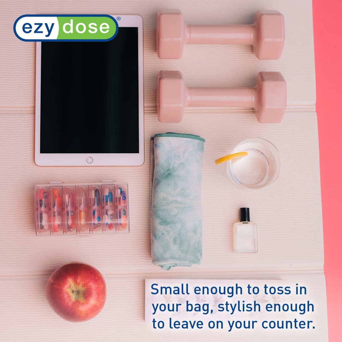 Ezy Dose® Weekly AM/PM Pill Organizer with Clear Case (Pink)